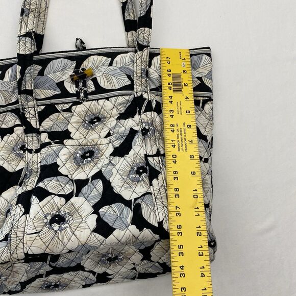 Vera Bradley Tote Bag Purse Black White Floral Quilted Cotton Cottagecore - Picture 13 of 15